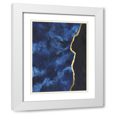 Gilt Indigo I White Modern Wood Framed Art Print with Double Matting by Willett, Michael