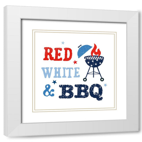 Red-White And BBQ I White Modern Wood Framed Art Print with Double Matting by Barnes, Victoria