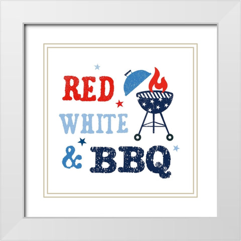 Red-White And BBQ I White Modern Wood Framed Art Print with Double Matting by Barnes, Victoria