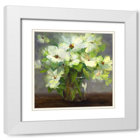 Nasturtiums II White Modern Wood Framed Art Print with Double Matting by Finch, Sheila