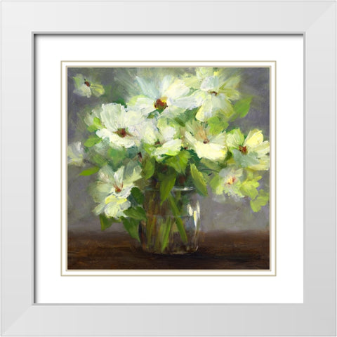 Nasturtiums II White Modern Wood Framed Art Print with Double Matting by Finch, Sheila