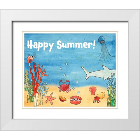 Cute Sea Creatures I White Modern Wood Framed Art Print with Double Matting by Longley, Alicia