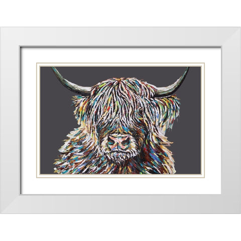 Custom Woolly Highland II White Modern Wood Framed Art Print with Double Matting by Vitaletti, Carolee