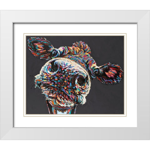 Custom Funny Cow II White Modern Wood Framed Art Print with Double Matting by Vitaletti, Carolee