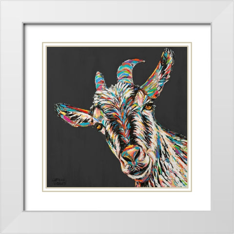 Custom Funny Goat I White Modern Wood Framed Art Print with Double Matting by Vitaletti, Carolee