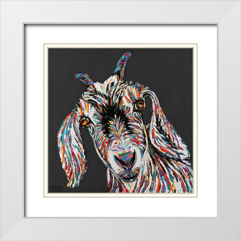 Custom Funny Goat II White Modern Wood Framed Art Print with Double Matting by Vitaletti, Carolee