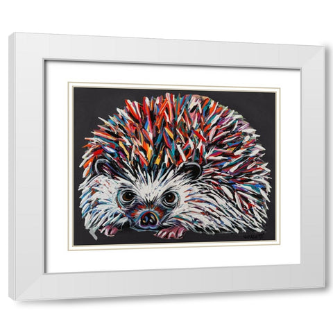 Custom Colorful Hedgehog I White Modern Wood Framed Art Print with Double Matting by Vitaletti, Carolee