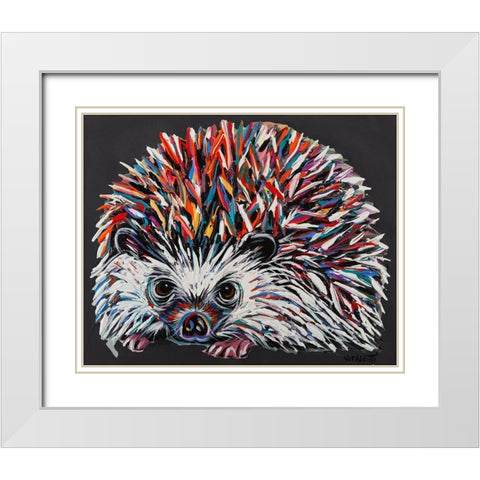 Custom Colorful Hedgehog I White Modern Wood Framed Art Print with Double Matting by Vitaletti, Carolee