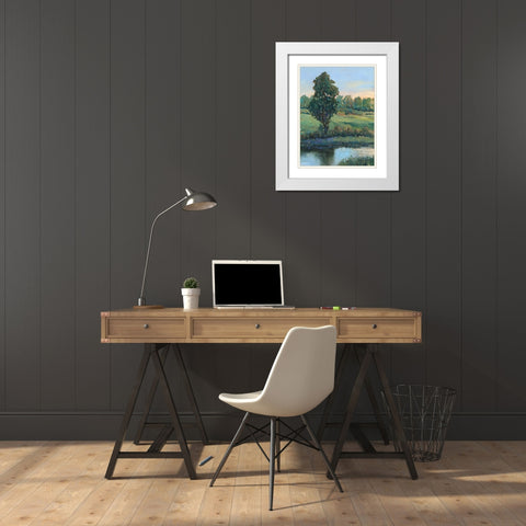 Tree by the Riverbank II White Modern Wood Framed Art Print with Double Matting by OToole, Tim