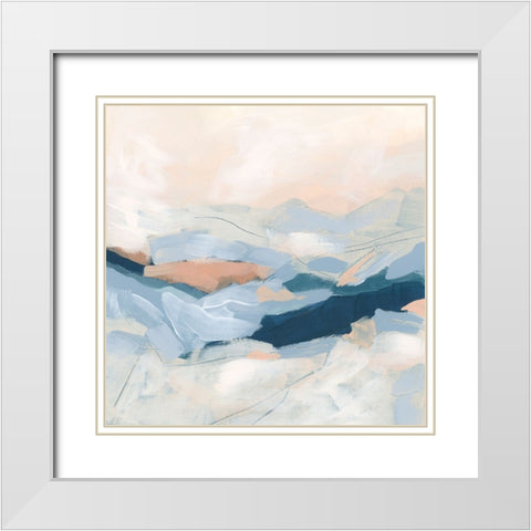 Blue Valley II White Modern Wood Framed Art Print with Double Matting by Vess, June Erica