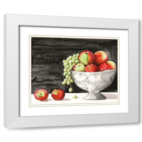Watercolor Fruit Bowl I White Modern Wood Framed Art Print with Double Matting by Longley, Alicia