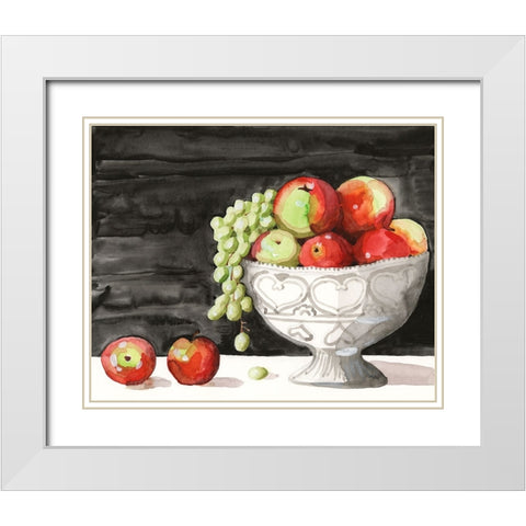 Watercolor Fruit Bowl I White Modern Wood Framed Art Print with Double Matting by Longley, Alicia