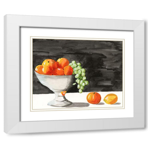 Watercolor Fruit Bowl II White Modern Wood Framed Art Print with Double Matting by Longley, Alicia