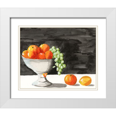 Watercolor Fruit Bowl II White Modern Wood Framed Art Print with Double Matting by Longley, Alicia