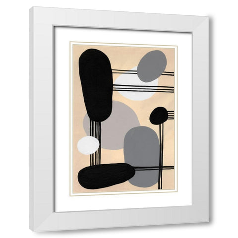 Interconnected Shapes I White Modern Wood Framed Art Print with Double Matting by Moore, Regina