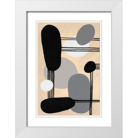 Interconnected Shapes I White Modern Wood Framed Art Print with Double Matting by Moore, Regina