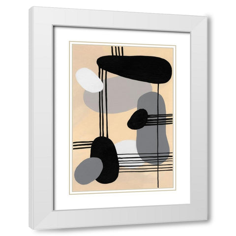 Interconnected Shapes II White Modern Wood Framed Art Print with Double Matting by Moore, Regina