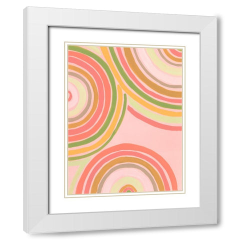 Abstract Rainbow I White Modern Wood Framed Art Print with Double Matting by Moore, Regina
