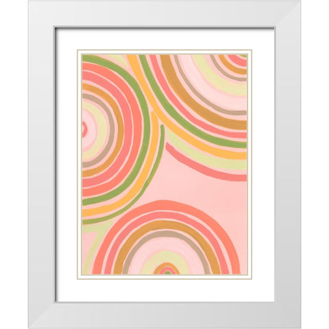 Abstract Rainbow I White Modern Wood Framed Art Print with Double Matting by Moore, Regina