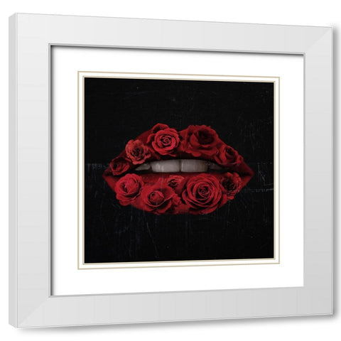 Glam Kiss I White Modern Wood Framed Art Print with Double Matting by Barnes, Victoria