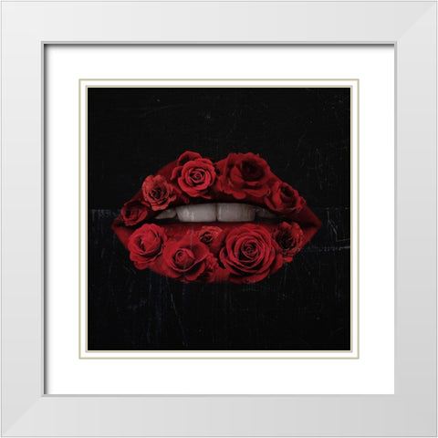Glam Kiss I White Modern Wood Framed Art Print with Double Matting by Barnes, Victoria