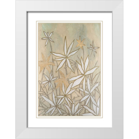 Embellished Starburst Bloom I White Modern Wood Framed Art Print with Double Matting by Lam, Vanna