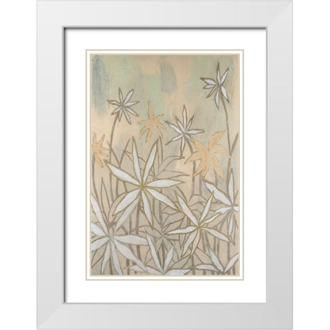 Embellished Starburst Bloom II White Modern Wood Framed Art Print with Double Matting by Lam, Vanna