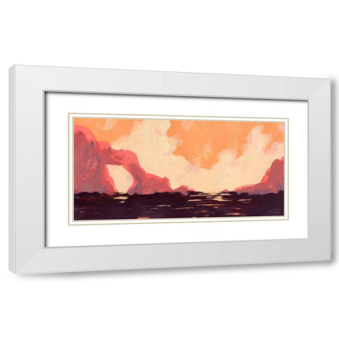 Pink Rock Coast I White Modern Wood Framed Art Print with Double Matting by Green, Jacob