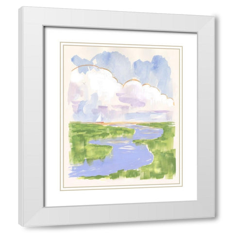Low Country River Vista I White Modern Wood Framed Art Print with Double Matting by Marr, Laura