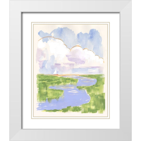 Low Country River Vista I White Modern Wood Framed Art Print with Double Matting by Marr, Laura