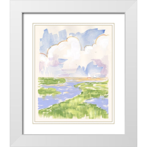 Low Country River Vista II White Modern Wood Framed Art Print with Double Matting by Marr, Laura