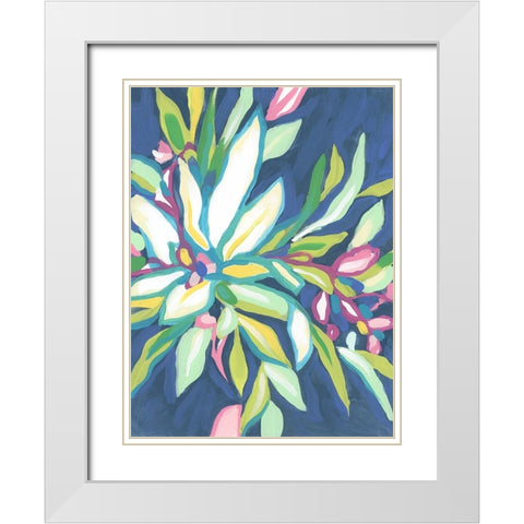 Blue Tropics I White Modern Wood Framed Art Print with Double Matting by Vess, June Erica