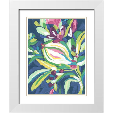 Blue Tropics II White Modern Wood Framed Art Print with Double Matting by Vess, June Erica