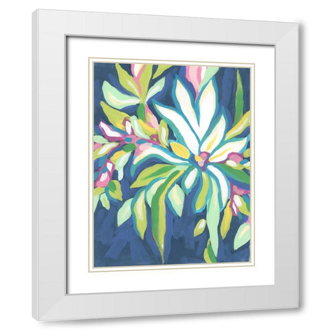 Blue Tropics IV White Modern Wood Framed Art Print with Double Matting by Vess, June Erica