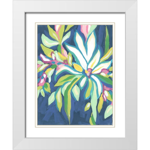 Blue Tropics IV White Modern Wood Framed Art Print with Double Matting by Vess, June Erica
