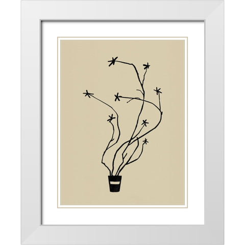 Spring Sprig Vase I White Modern Wood Framed Art Print with Double Matting by Green, Jacob