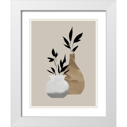 Simple Bud Vases I White Modern Wood Framed Art Print with Double Matting by Green, Jacob