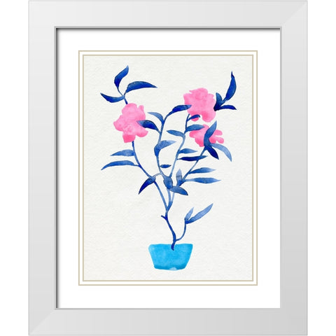 Hot Pink Hibiscus I White Modern Wood Framed Art Print with Double Matting by Green, Jacob