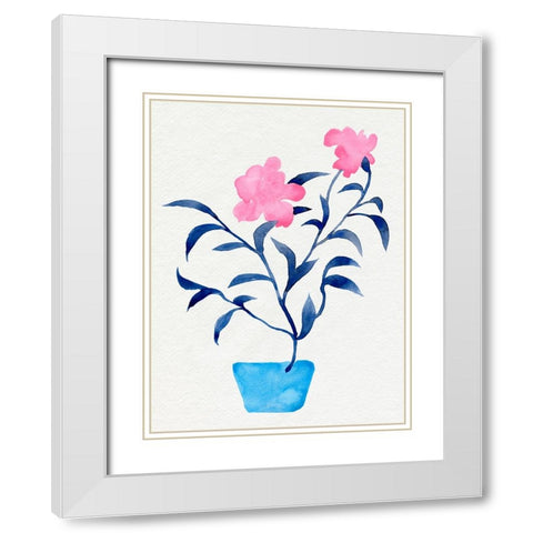 Hot Pink Hibiscus II White Modern Wood Framed Art Print with Double Matting by Green, Jacob