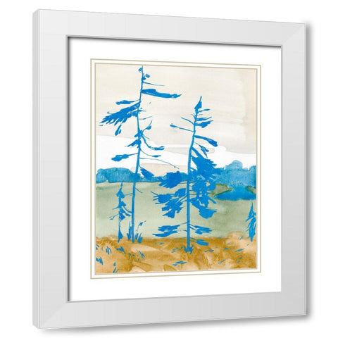 Cerulean Spruce I White Modern Wood Framed Art Print with Double Matting by Green, Jacob