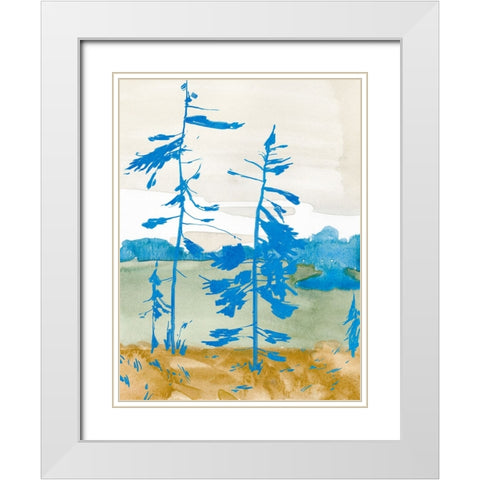 Cerulean Spruce I White Modern Wood Framed Art Print with Double Matting by Green, Jacob