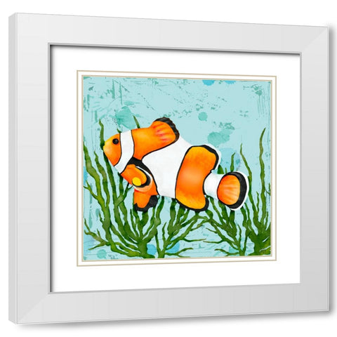 Tropical Fish in Seaweed I White Modern Wood Framed Art Print with Double Matting by Reynolds, Jade