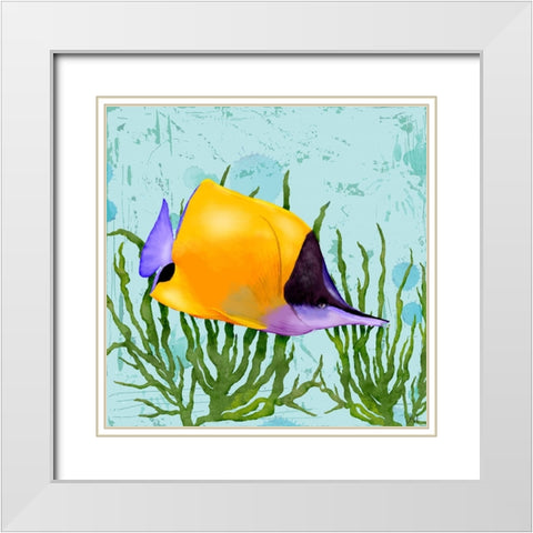 Tropical Fish in Seaweed II White Modern Wood Framed Art Print with Double Matting by Reynolds, Jade