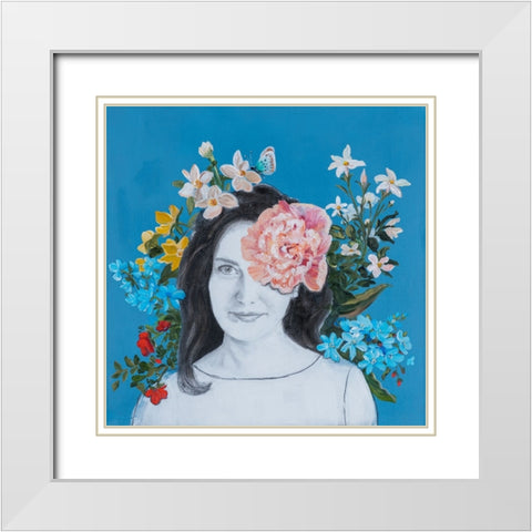 Portraits in Bloom III White Modern Wood Framed Art Print with Double Matting by Iafrate, Sandra