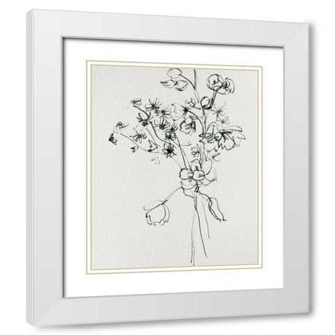 Wild Flower Bouquet II White Modern Wood Framed Art Print with Double Matting by Wang, Melissa