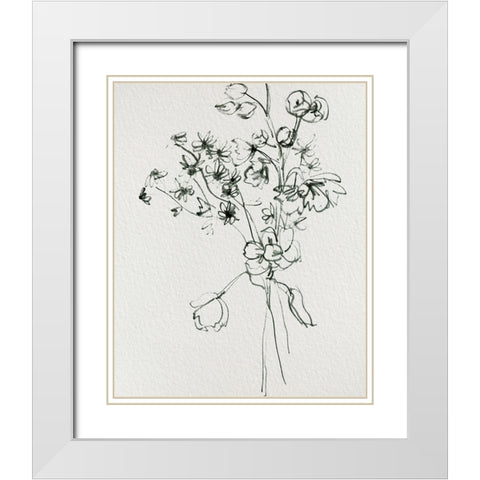 Wild Flower Bouquet II White Modern Wood Framed Art Print with Double Matting by Wang, Melissa