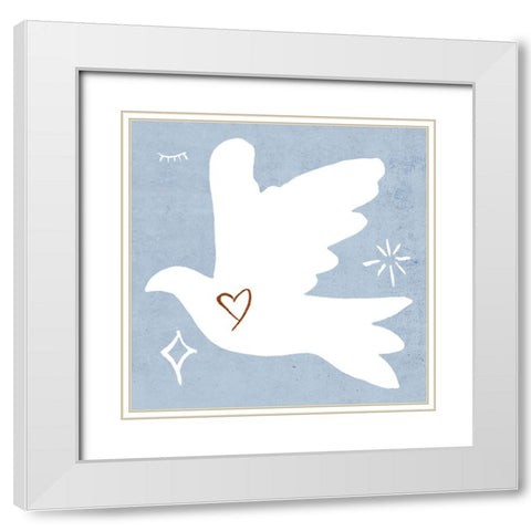 White Dove I White Modern Wood Framed Art Print with Double Matting by Wang, Melissa