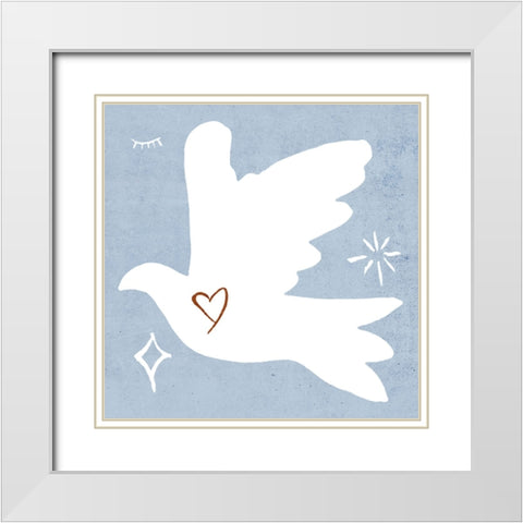 White Dove I White Modern Wood Framed Art Print with Double Matting by Wang, Melissa