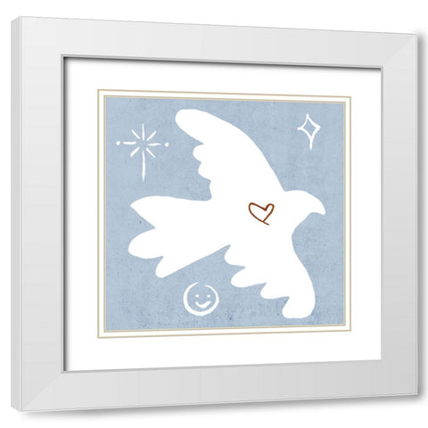 White Dove II White Modern Wood Framed Art Print with Double Matting by Wang, Melissa