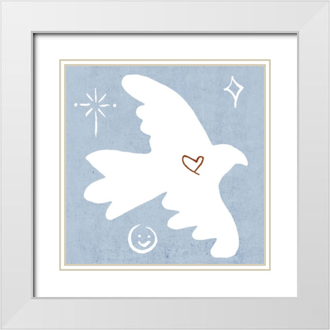 White Dove II White Modern Wood Framed Art Print with Double Matting by Wang, Melissa